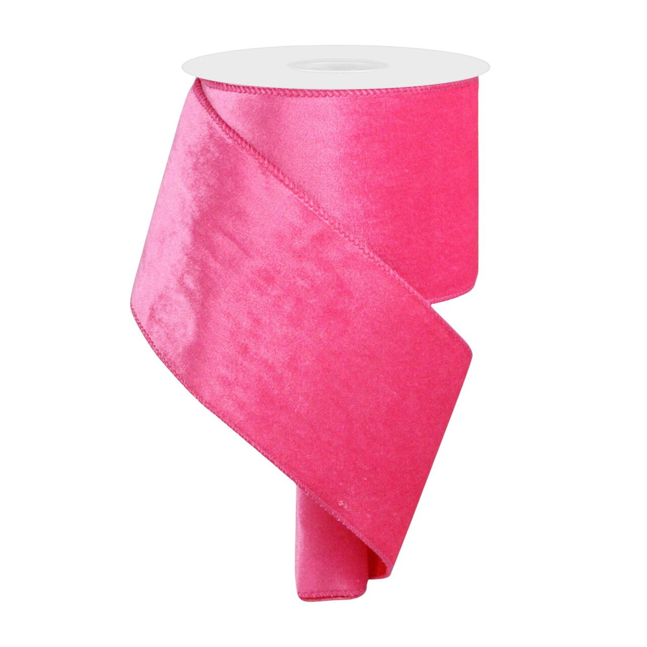 RG Ribbon: Hot Pink Deluxe Velvet and Satin Wired Ribbon for Bows, Wreaths, Crafts, and Decorations